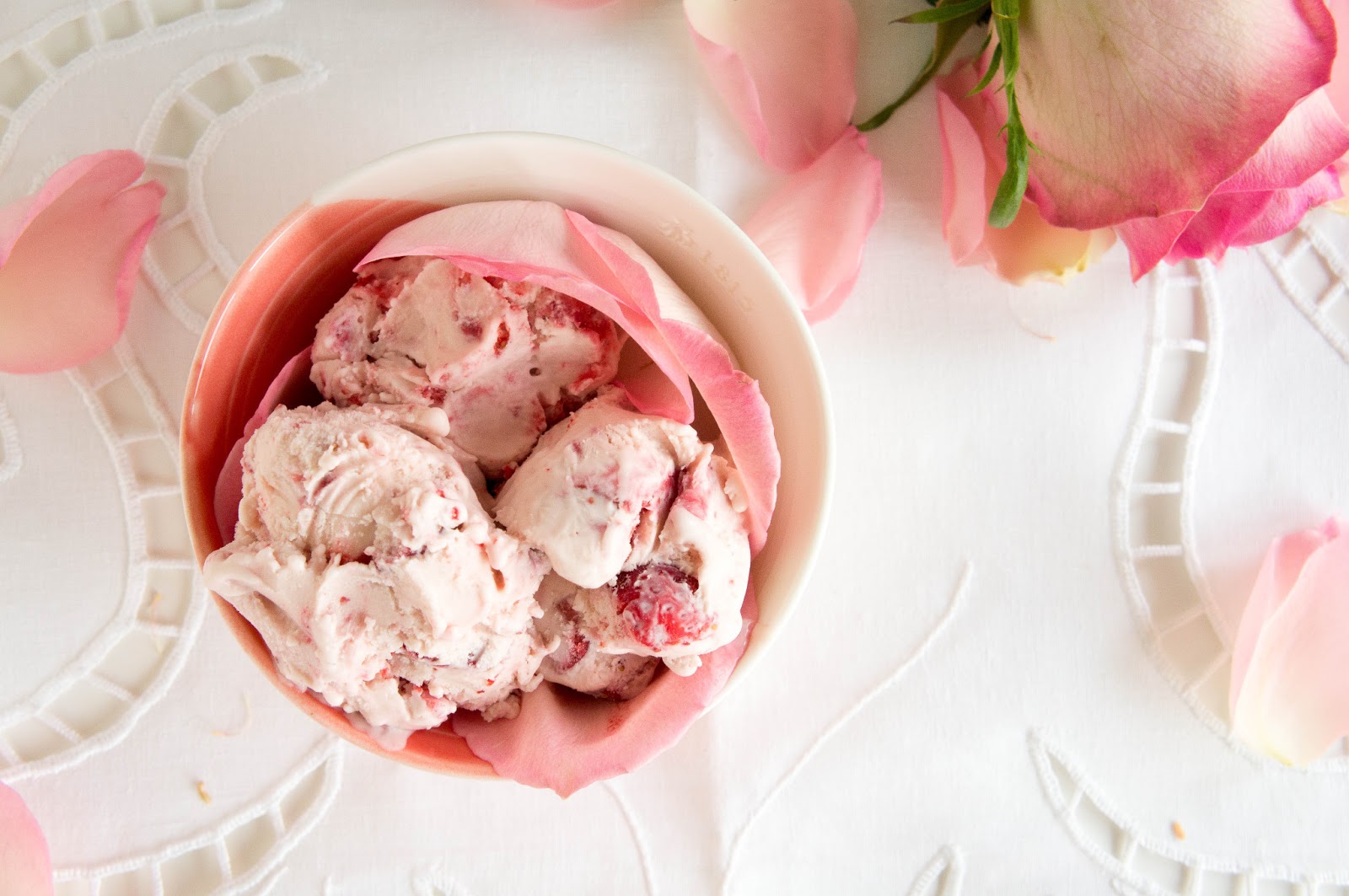 Strawberry Rosewater Ice Cream